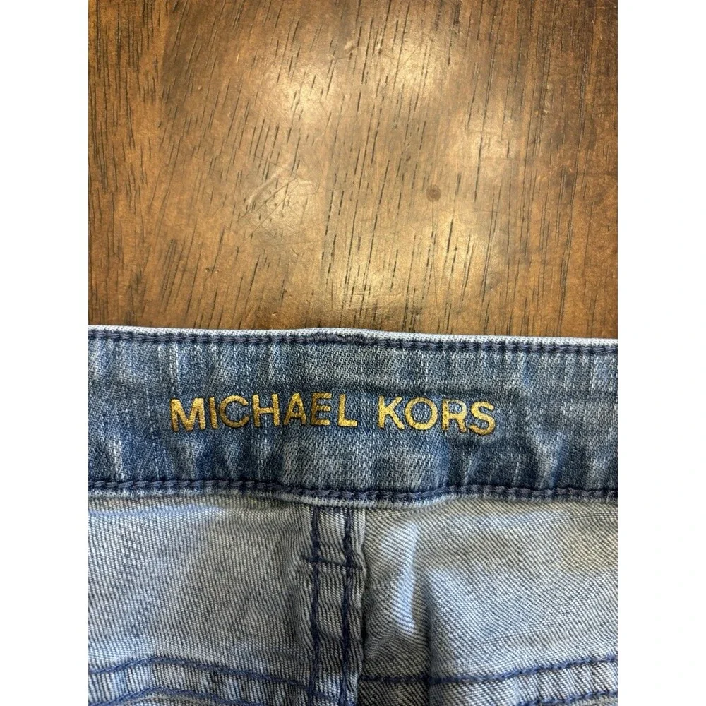 Michael Kors Women’s Cropped Raw Hem Jeans Size 12 Light Wash Stretch Denim